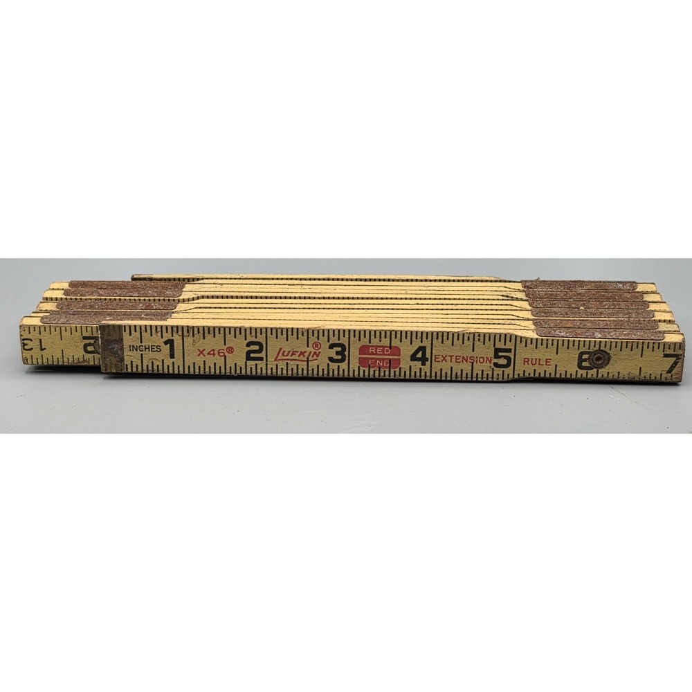 Vintage Lufkin X46 Red End 6 Ft Extension Folding Wood Rule Ruler Carpenter